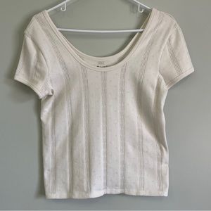 Madewell white pointelle short sleeve scoop neck top